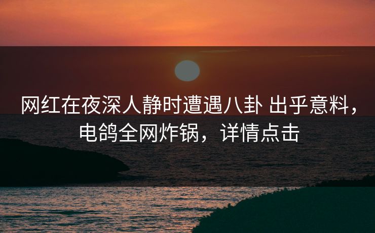 网红在夜深人静时遭遇八卦 出乎意料，电鸽全网炸锅，详情点击